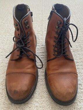 Like New! Aston Grey Men's Brown Tan Leather Zip Boots